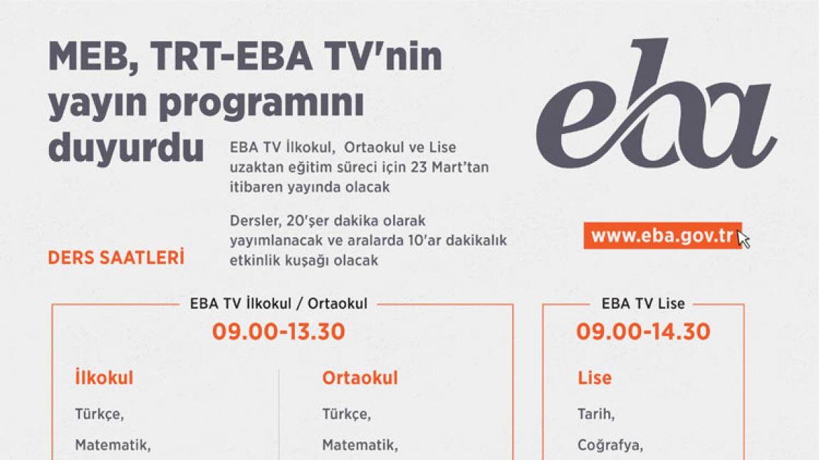MEB, TRT-EBA TV'nin yayın programını duyurdu!